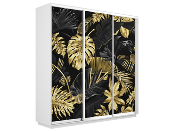 Шкаф-купе Экспресс 3-х дверный (Фото №1003 Листья золото)