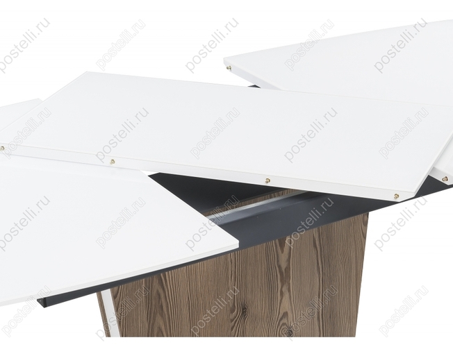 Стол на тумбе Теон 120 лиственница/пластина белая/белый (Арт 462114)