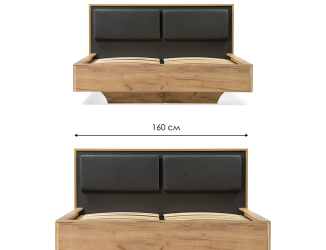 Парящая кровать Клауд дуб крафт золотой / антрацит