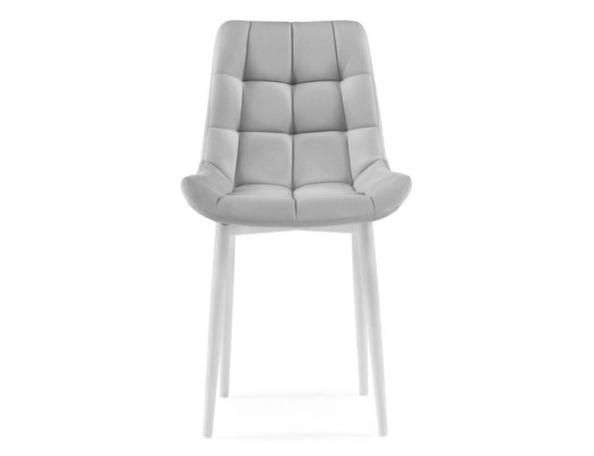 Стул на металлокаркасе Челси велюр светло-серый/белый (Арт.502091)