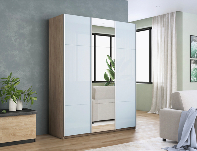 Шкаф-купе Прайм з-х дверный (Стекло/зеркало), Сонома