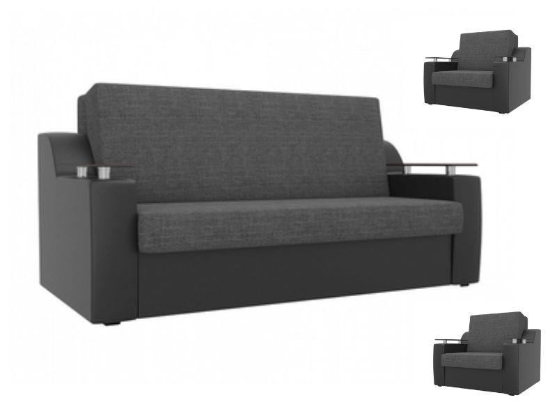 Комплект диван и кресла аккордеон Сенатор 120 (экокожа с тканью)